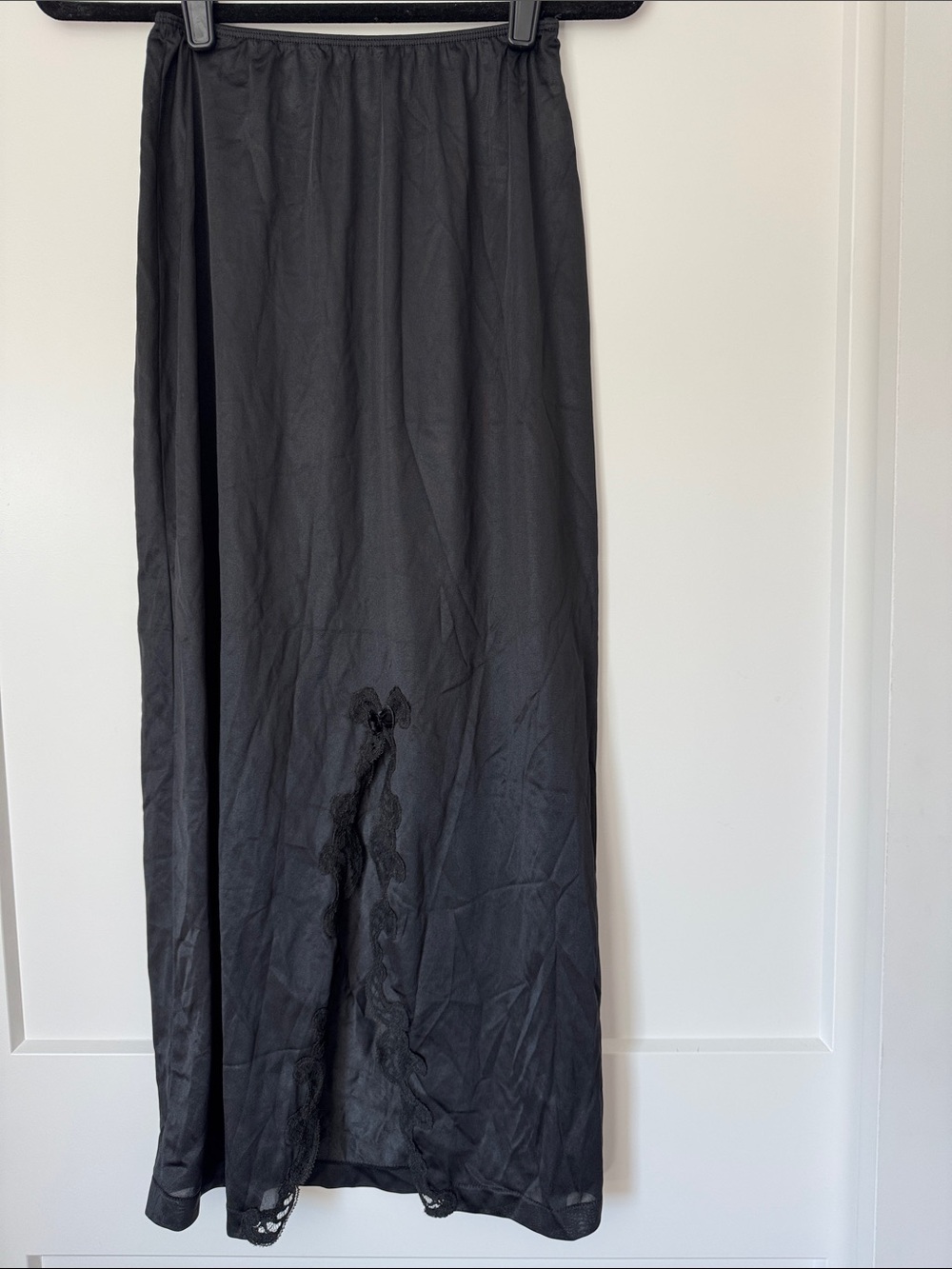 Black Lace-Trim Slip Skirt